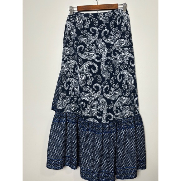 Mix Nouveau Womens Faux Wrap Boho Ruffle Maxi Skirt PXL Cottage Country Peasant - Picture 2 of 8